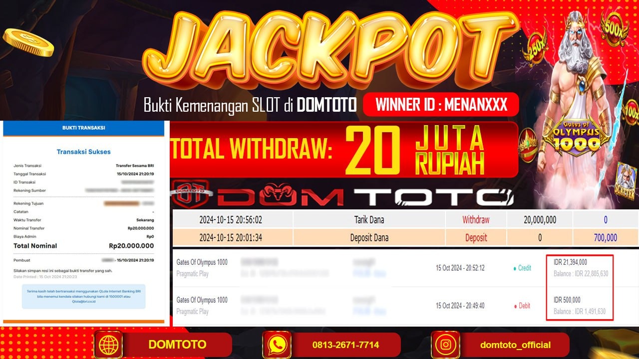 JACKPOT SLOT PRAGMATIC GATES OF OLYMPUS MANIA 15 OKTOBER 2024